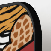 赤いガーリーアニマルプリントよくはしゃぐハート名 ピックルボールラケット (左詳細)