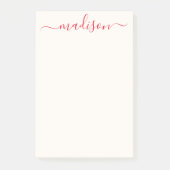 赤いガーリーユニークタイポグラフィ・スクリプト名 ポストイット (正面)