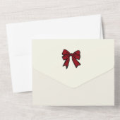 赤いキスのメッセージスタイルRSVP ウェディングオールインワン オールインワン招待状 (裏面)