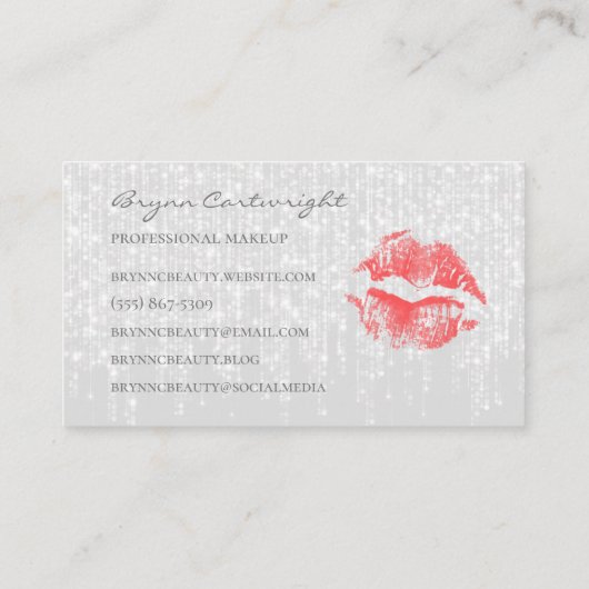 赤いキスの唇と微妙なキラキラの光の構成 名刺 (裏面)