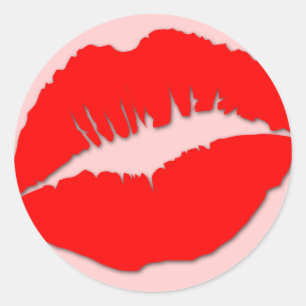 赤いキスの唇のシール ラウンドシール