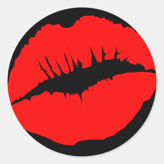 赤いキスの唇のシール ラウンドシール (正面)