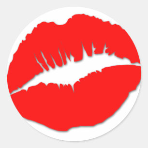 赤いキスの唇のシール ラウンドシール
