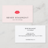 赤いキスをする唇ライトピンクのメイクアップアーティスト 名刺 (正面/裏面)