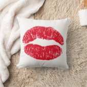 赤いキスをする唇 クッション (ブランケット)