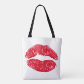 赤いキスをする唇 トートバッグ (裏面)