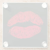 赤いキスをする唇（黒） ガラスコースター (裏面)