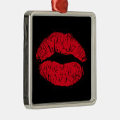 赤いキスをする唇(黒) メタルオーナメント (右)