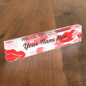 赤いキス愛唇のデザイン デスクネームプレート (側面)