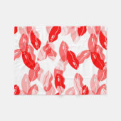 赤いキス愛唇のデザイン フリースブランケット (正面(横))