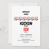 赤いキッキンイット サッカー 6歳の誕生日パーティー 招待状 (正面)