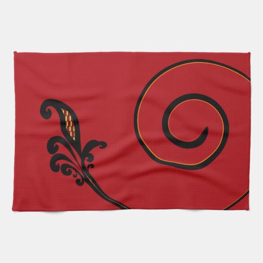 赤いキッチンしゃれているタオル キッチンタオル (横)