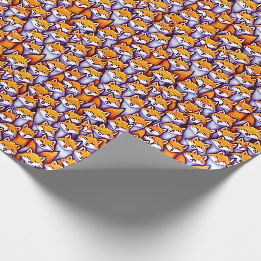 赤いキツネお洒落の小さな森林動物 ラッピングペーパー (角)