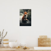 赤いキツネが地面に座っている ポスター (キッチン)