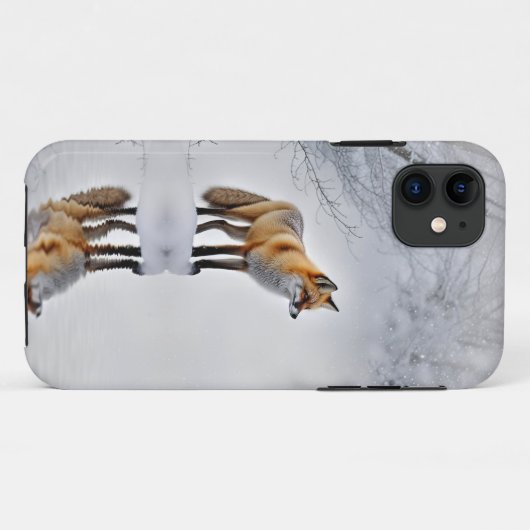 赤いキツネが目に入る雪のかわいさと美しさ Case-Mate iPhoneケース (裏面(横))