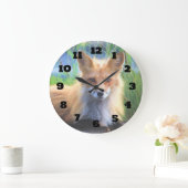 赤いキツネが野生生物の画像に描き込む ラージ壁時計 (ホーム)