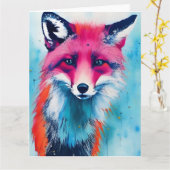 赤いキツネすべての場合は折り畳まれたグリーティングカード カード (黄色い花)