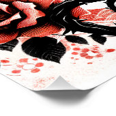 赤いキツネとバラとThornes Linocut ポスター (コーナー)