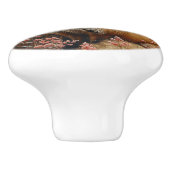 赤いキツネとピンクの野絵を描花 セラミックノブ (側面)