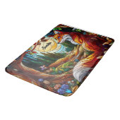 赤いキツネと太陽と森 バスマット (アングル)