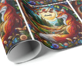 赤いキツネと太陽と森 ラッピングペーパー (ロールコーナー)