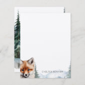 赤いキツネのキュービーインアウッドランドフォレストウォーター色 ノートカード (正面/裏面)