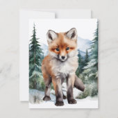 赤いキツネのキュービーインアウッドランドフォレストウォーター色 ノートカード (裏面)