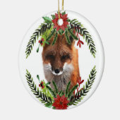 赤いキツネのクリスマス野生動物オーナメント、両面 セラミックオーナメント (左)