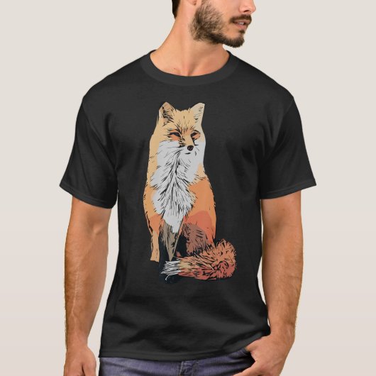 赤いキツネのデザインの森の動物の野生の捕食動物とfo tシャツ (正面)