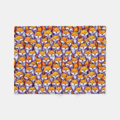 赤いキツネの木版画の動物のパターンかわいい フリースブランケット (正面(横))