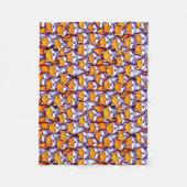 赤いキツネの木版画の動物のパターンかわいい フリースブランケット (正面)