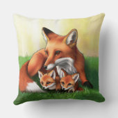 赤いキツネの母親と草の中のキット クッション (裏面)