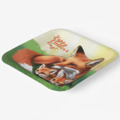 赤いキツネの母親と草の中のキット ペーパープレート (傾斜あり)