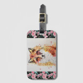 赤いキツネの水色絵画の食料品店 ラゲッジタグ (正面縦)