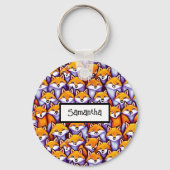 赤いキツネの漫画のドードル名前をカスタムする野生動物 キーホルダー (正面)