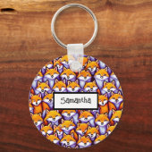 赤いキツネの漫画のドードル名前をカスタムする野生動物 キーホルダー (正面)