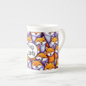 赤いキツネの漫画の狡猾な女性のユーモアのおもしろい森 ボーンチャイナマグカップ (正面右)