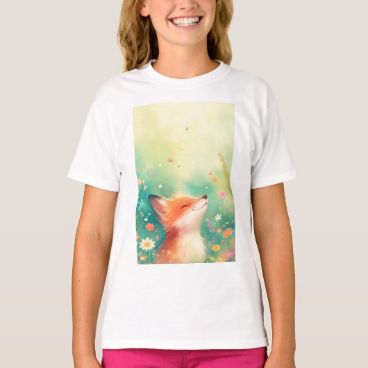 赤いキツネの笑顔 Tシャツ (正面)