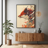 赤いキツネの紅葉素晴らし野生動物 ポスター