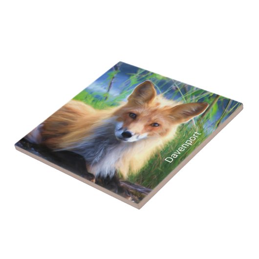 赤いキツネの芝生の風景にパーソナライズされた敷設 タイル (側面)