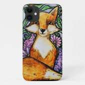 赤いキツネの花柄の自然芸術 Case-Mate iPhoneケース (裏面)
