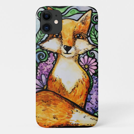 赤いキツネの花柄の自然芸術 Case-Mate iPhoneケース (裏面)