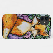 赤いキツネの花柄の自然芸術 Case-Mate iPhoneケース (裏面(横))