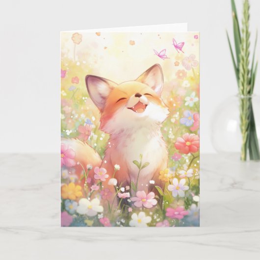 赤いキツネの草原のメロディー カード (正面)