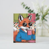 赤いキツネをキッチンで ポストカード (スタンド正面)