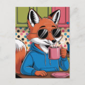 赤いキツネをキッチンで ポストカード (正面)