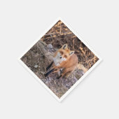 赤いキツネアップ近く個人的 スタンダードカクテルナプキン (角)