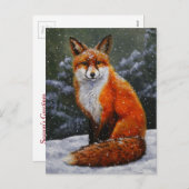 赤いキツネインウィンタースノー シーズンポストカード (正面/裏面)