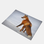 赤いキツネインウィンタースノー ドアマット (アングル)