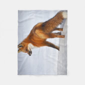 赤いキツネインウィンタースノー フリースブランケット (正面)